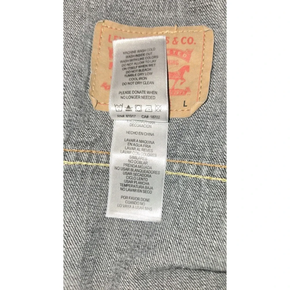 Levi's Denim Jacket Black Gray Youth Large 12–14 Classic‎ Trucker Style
